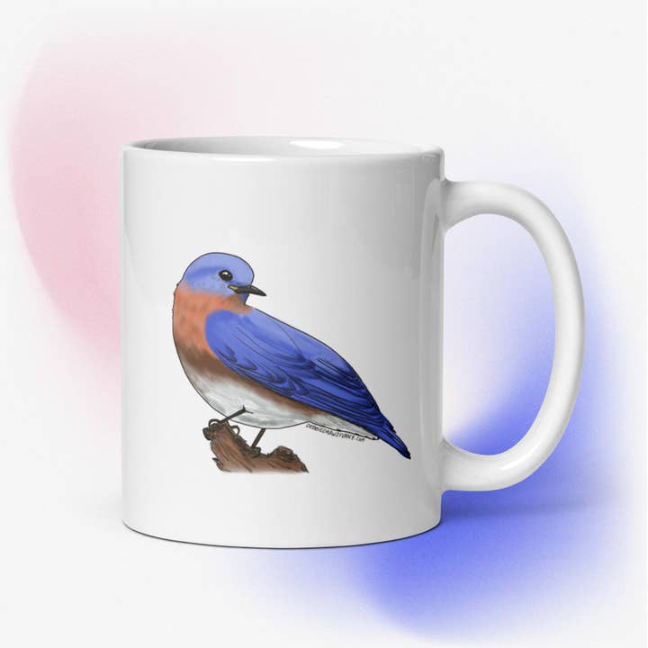Tasse à café Bluebird Bird pour ornithologues amateurs d'oiseaux (copie) pour la vente par Debbie Draws Funny