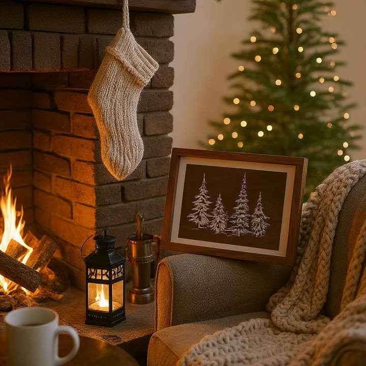 Faithful Creations Studios - Wholesale Sign - Rustic Snowy Pine Tree Wall Art – Handcrafted Winter Forest 2