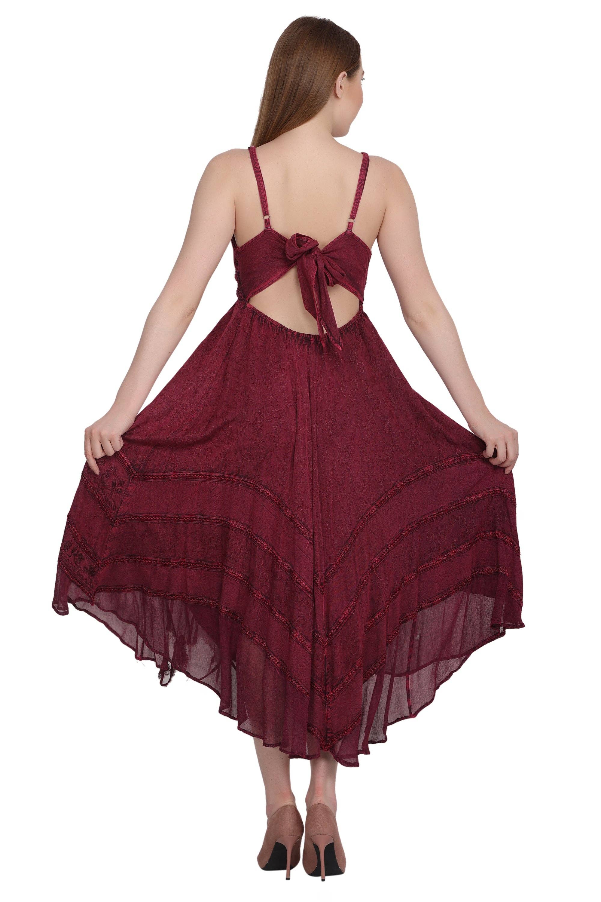 Advance Apparels - Wholesale Dress - Women's - Back Tie Acid Wash Dress (S/M-1X/2X) 4 Colors ADL-3033327