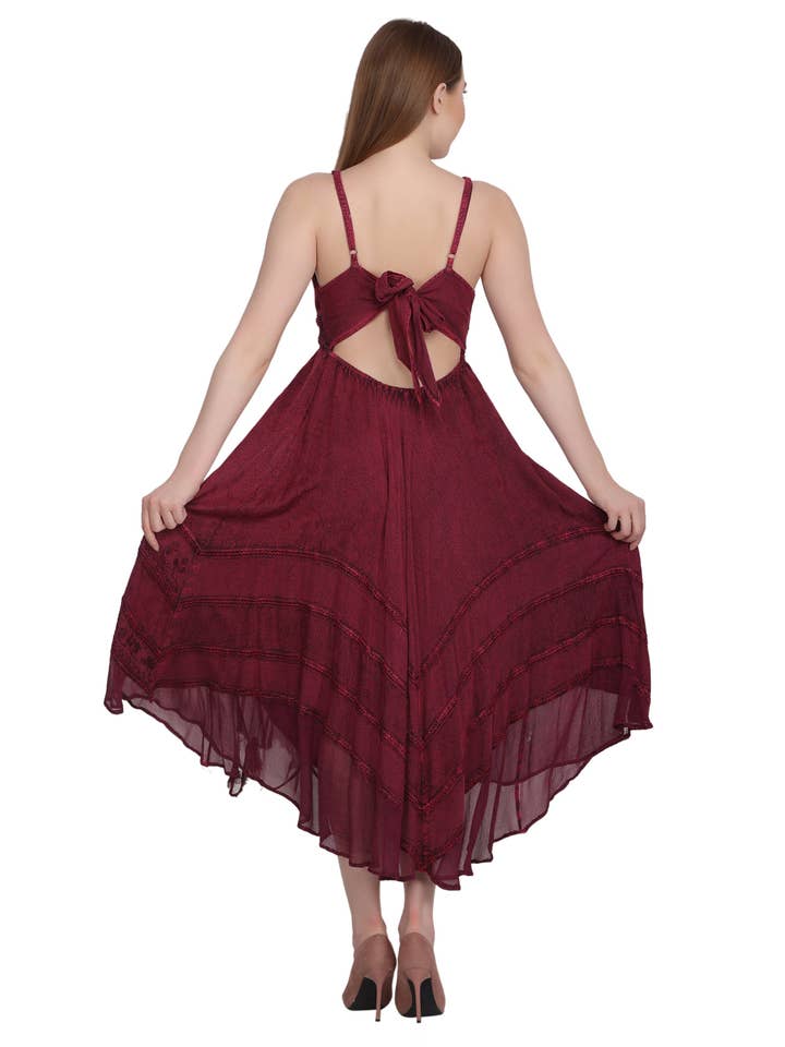 Advance Apparels - Wholesale Dress - Women's - Back Tie Acid Wash Dress (S/M-1X/2X) 4 Colors ADL-3033327