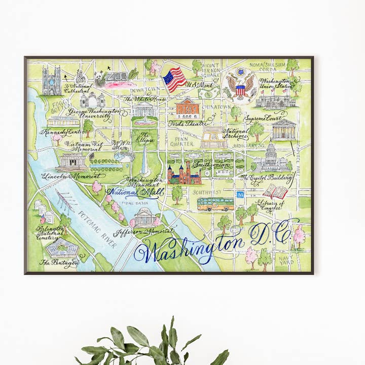 Stampa della mappa di Washington DC per la vendita all'ingrosso da parte di Designs by Robyn Love