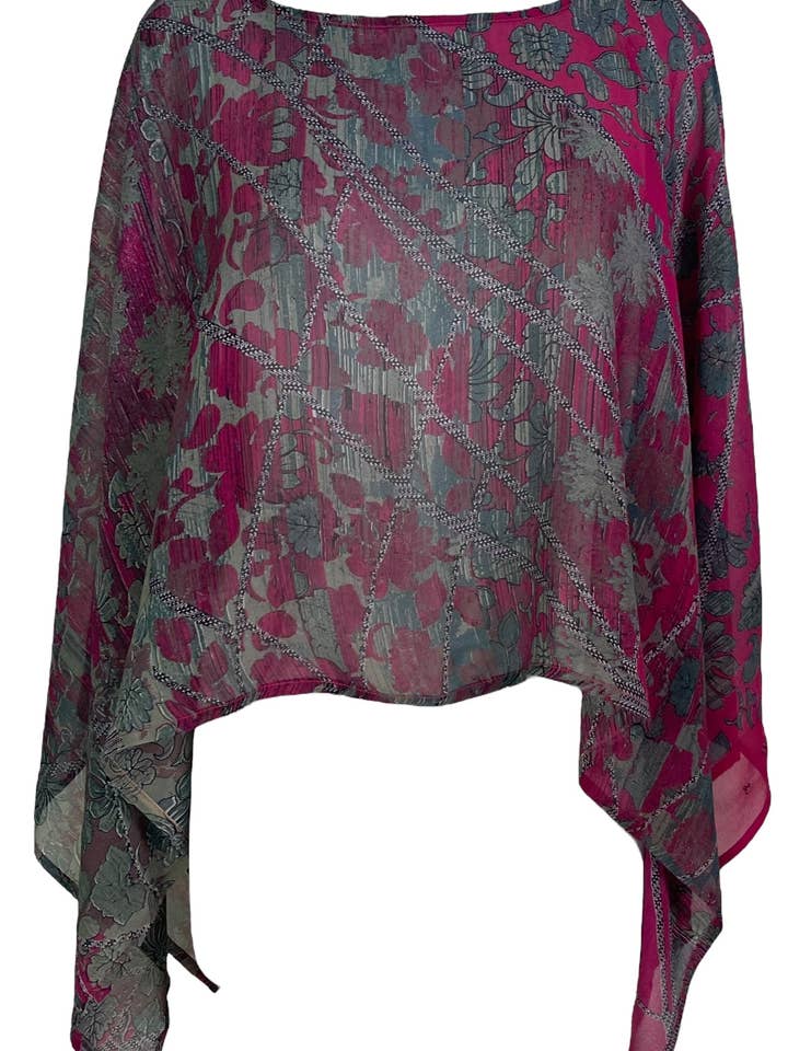 sariKNOTsari - Wholesale Poncho - Women's - PRG7357 Sheer Avatar Pure Silk Capelet Poncho0
