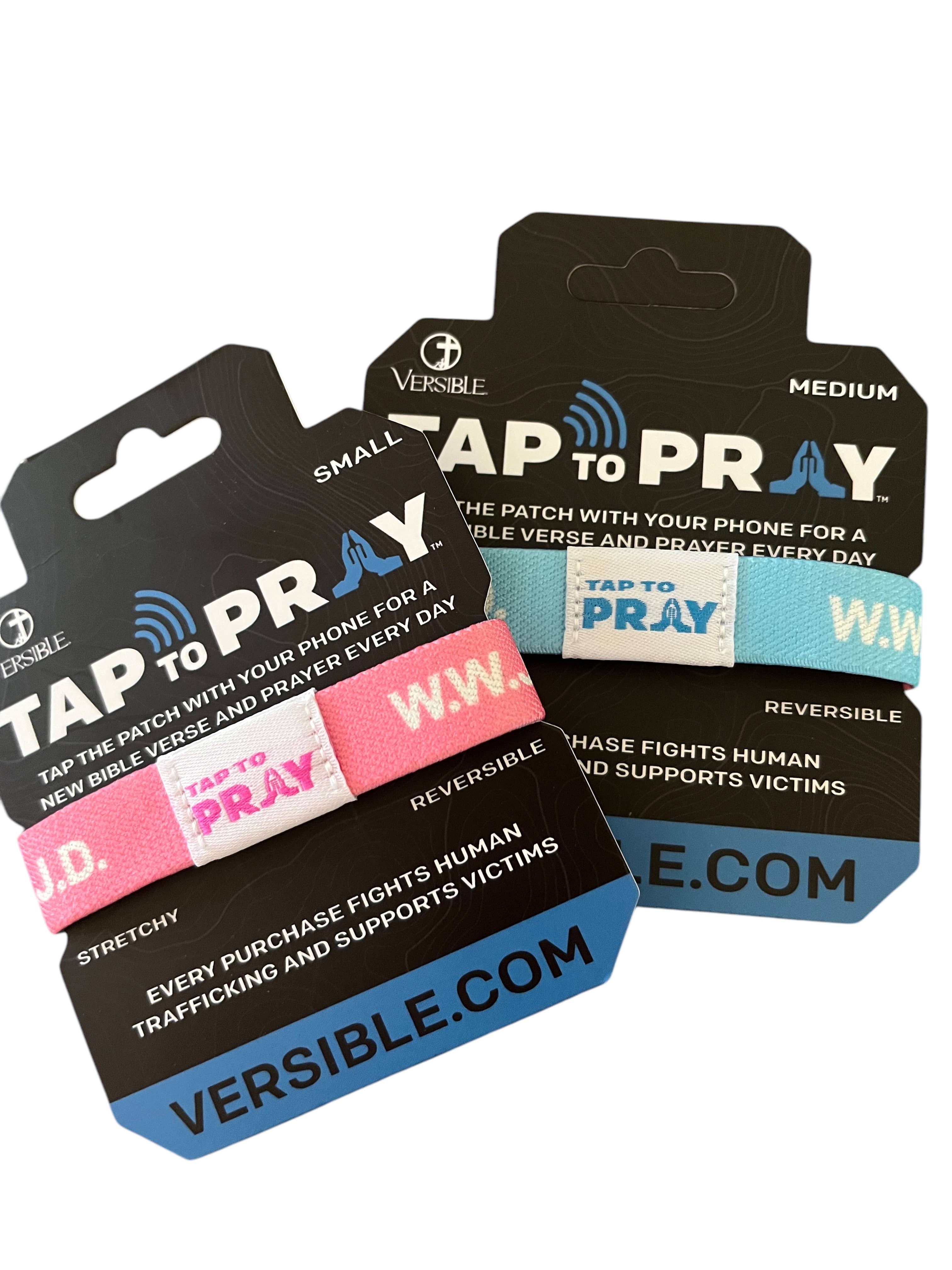 Versible - Wholesale Wristband - Tap To Pray™ Wristbands - Blue & Pink WWJD5