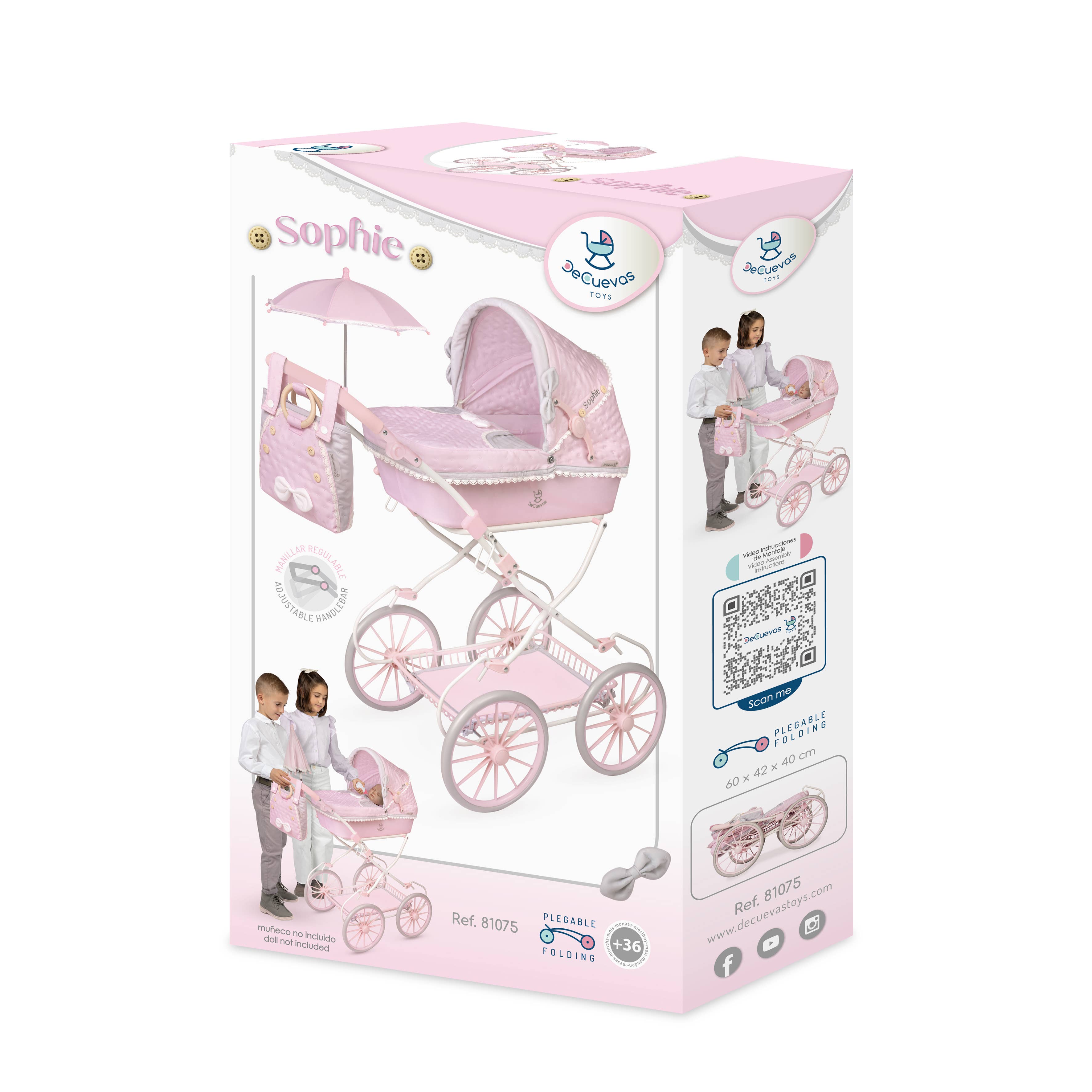 DeCuevas Toys – wholesale Barnvagn/sele för babydocka - Barn – 81075 - Hopfällbar dockvagn "Sophie"10