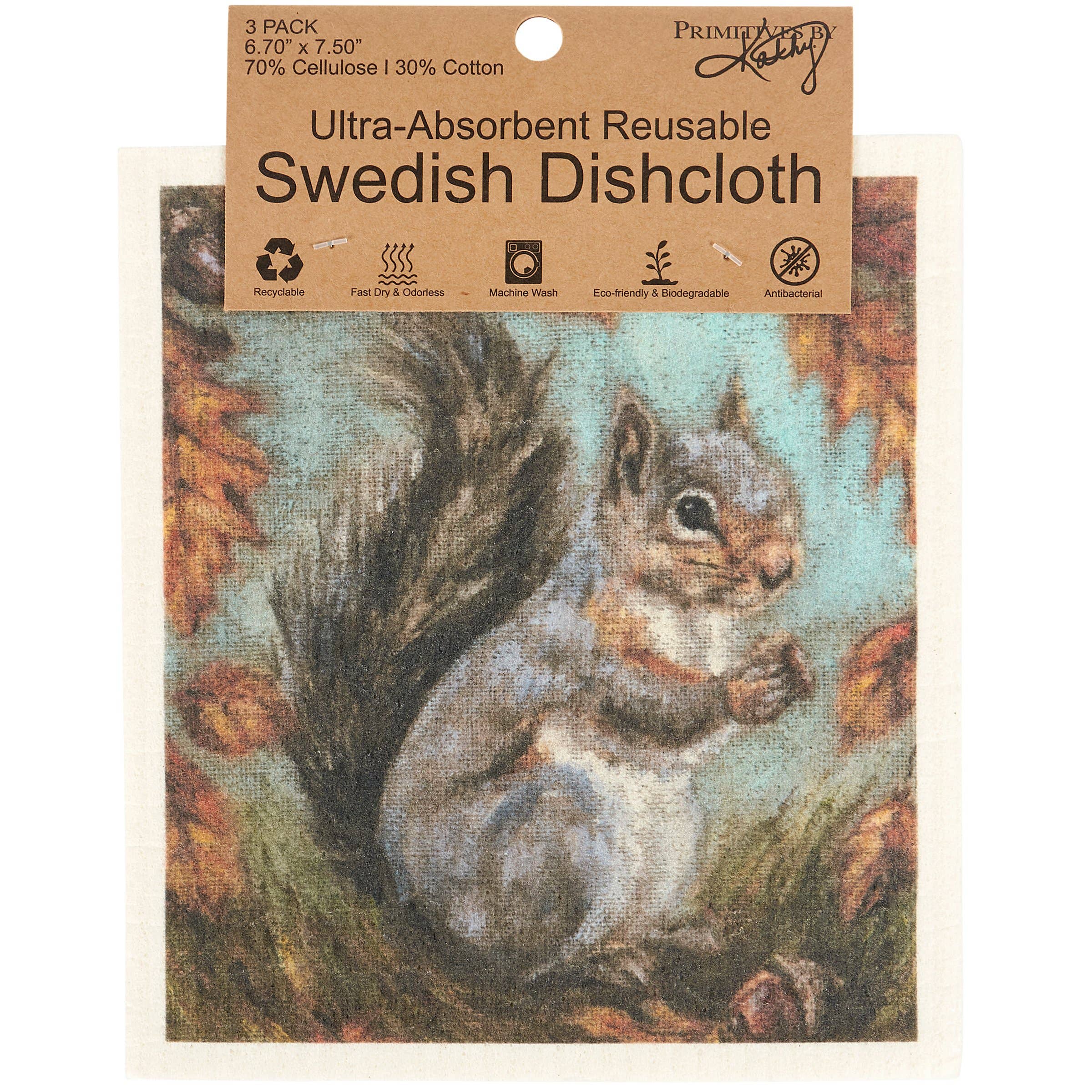 Primitives by Kathy - Wholesale Dishcloth - Fall Woods Swedish Cloth Set1