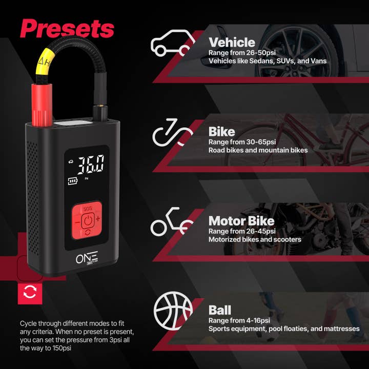 Promounts - Wholesale Portable Charger - ONE Tire Inflator 7.4V, 5200mA Capacity with Portable Power3