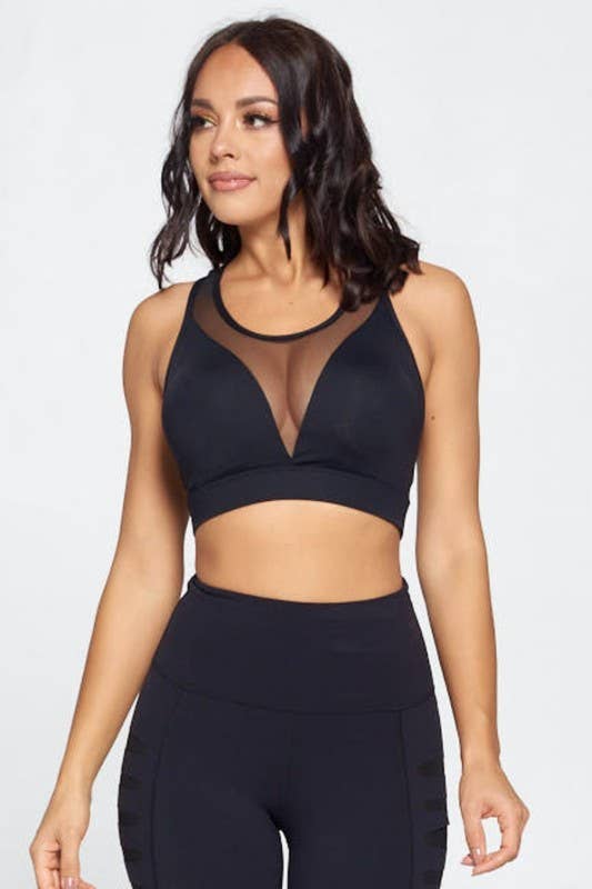 Yira - Venta al por mayor Sujetador deportivo - Mujer - Top de sujetador con espalda de tiras y cuello en V de malla2