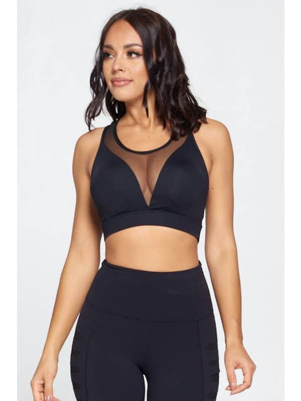 Yira - Venta al por mayor Sujetador deportivo - Mujer - Top de sujetador con espalda de tiras y cuello en V de malla2