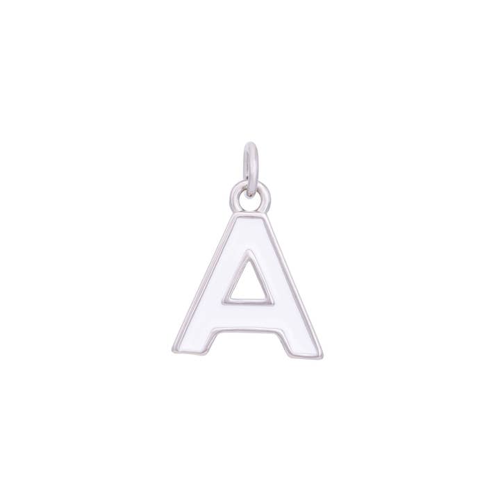 White Enamel Letter Charms A-Z - Silver for wholesale by The Ends