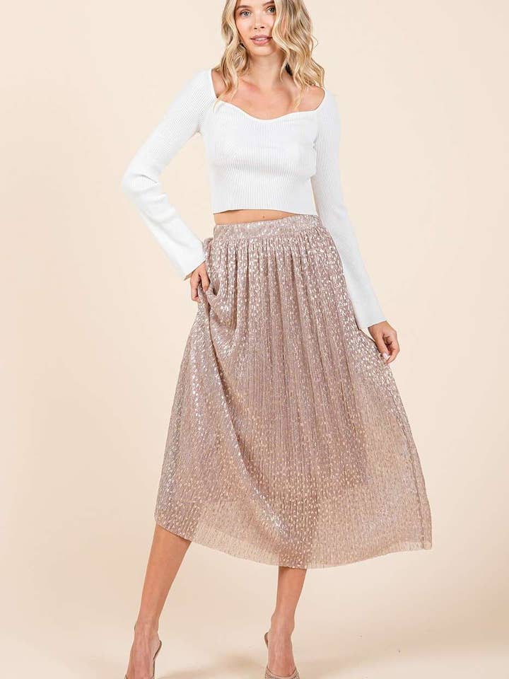 mittoshop - Wholesale Skirt - Women's - METALLIC GLITTER SPECKLE PRINT ELASTIC MIDI SKIRT4