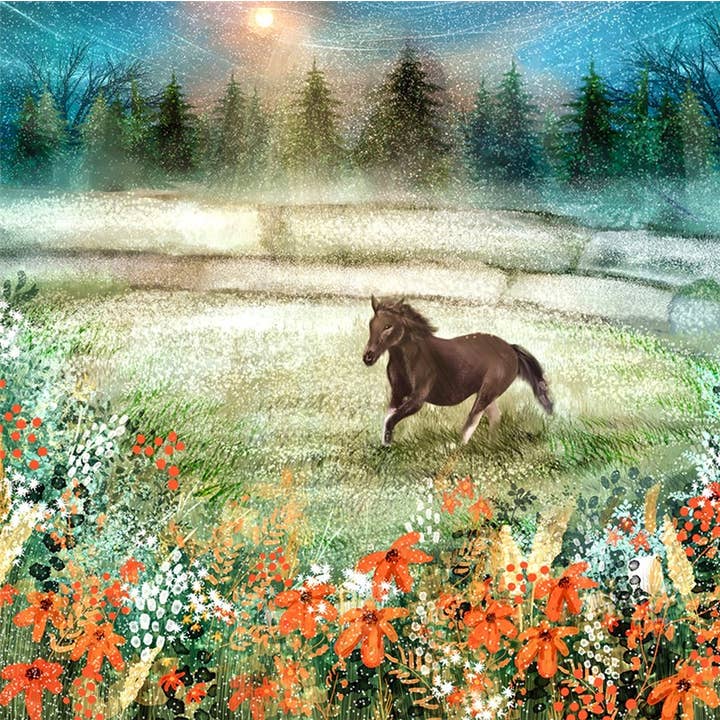 Natural Partners Limited – wholesale Everyday greeting card – Greeting Card Horse at Sunset