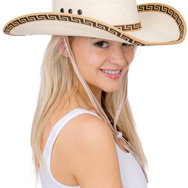 Cap Zone - Wholesale Cowboyhoed - Dames - Western cowboyhoed met meanderpatroon met Griekse sleutel1