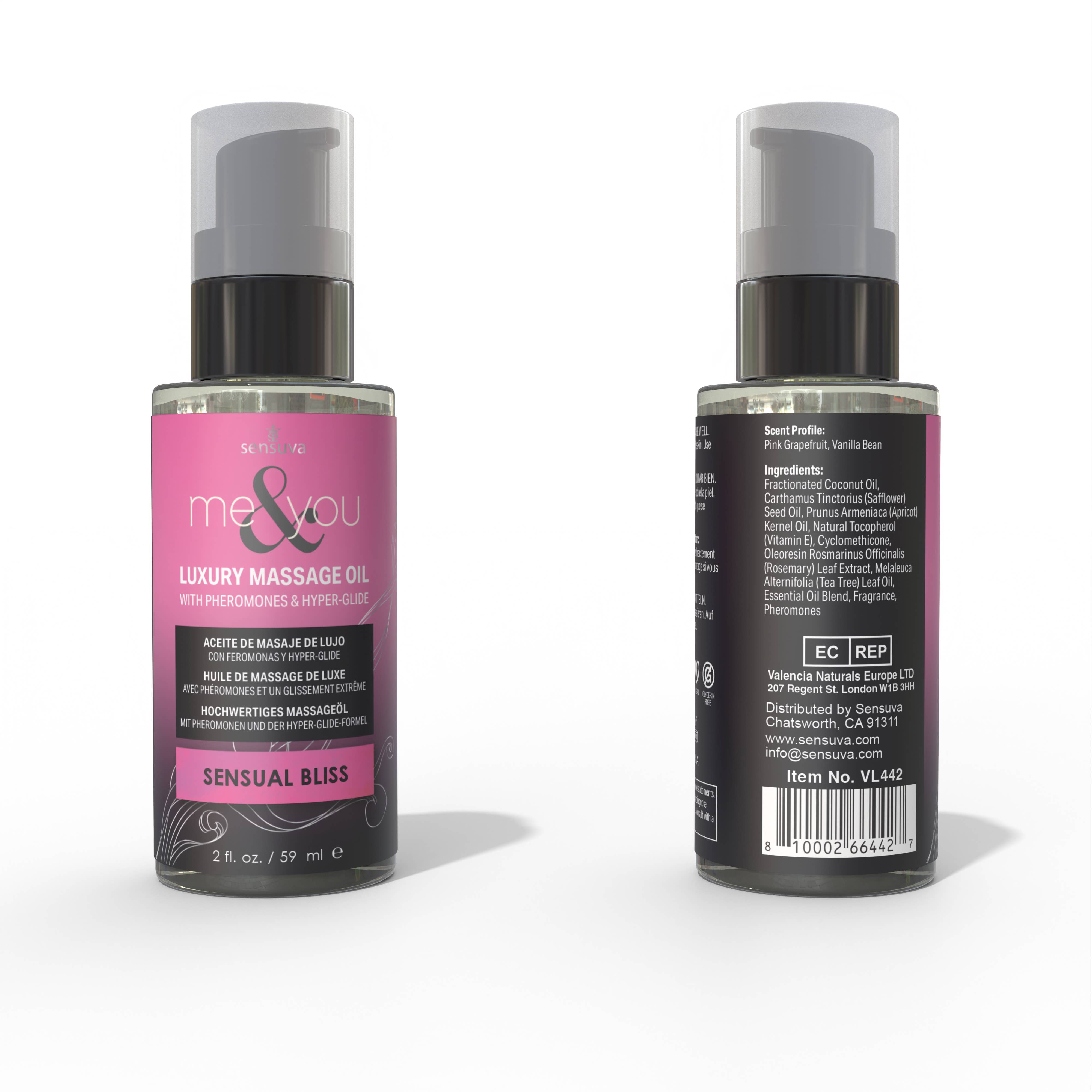 Sensuva - Wholesale Massage Oil/Gel - Me & You Pheromone Infused Massage Oil- Sensual Bliss 2oz1