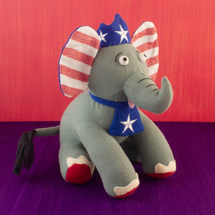 Organic Cotton Patriotic Elephant Doll for wholesale by Mr. Ellie Pooh