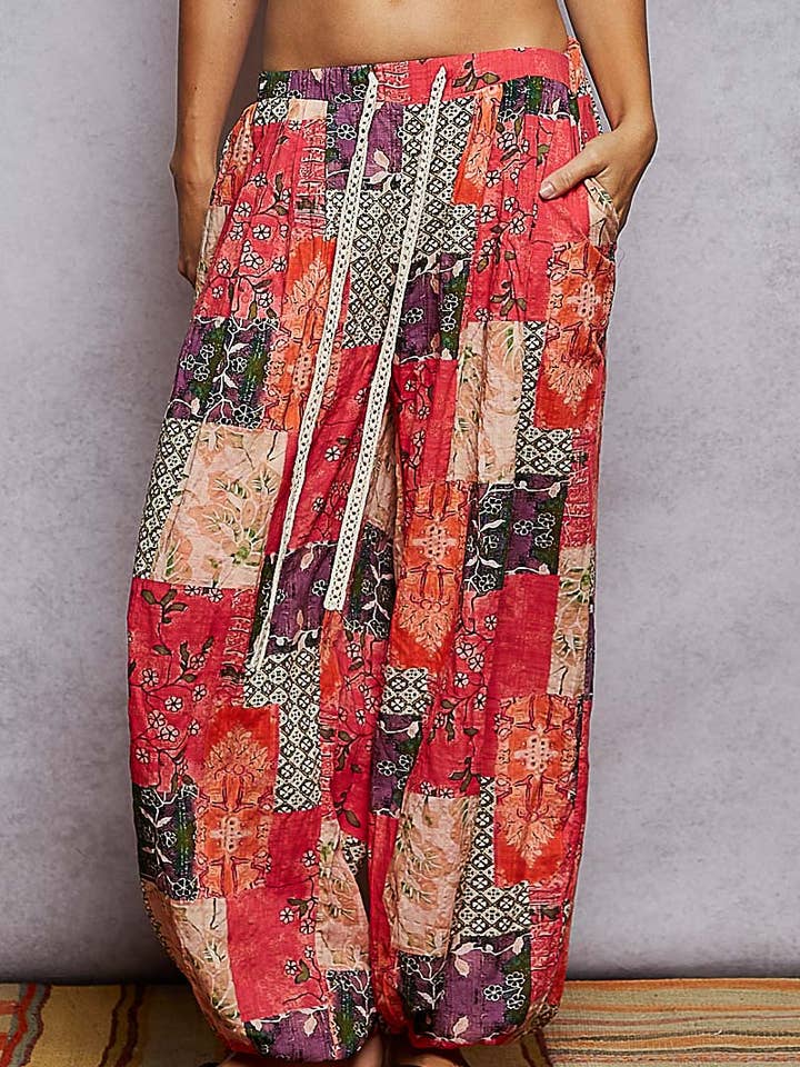 Multi colored printed woven casual pants for wholesale by Pol Clothing