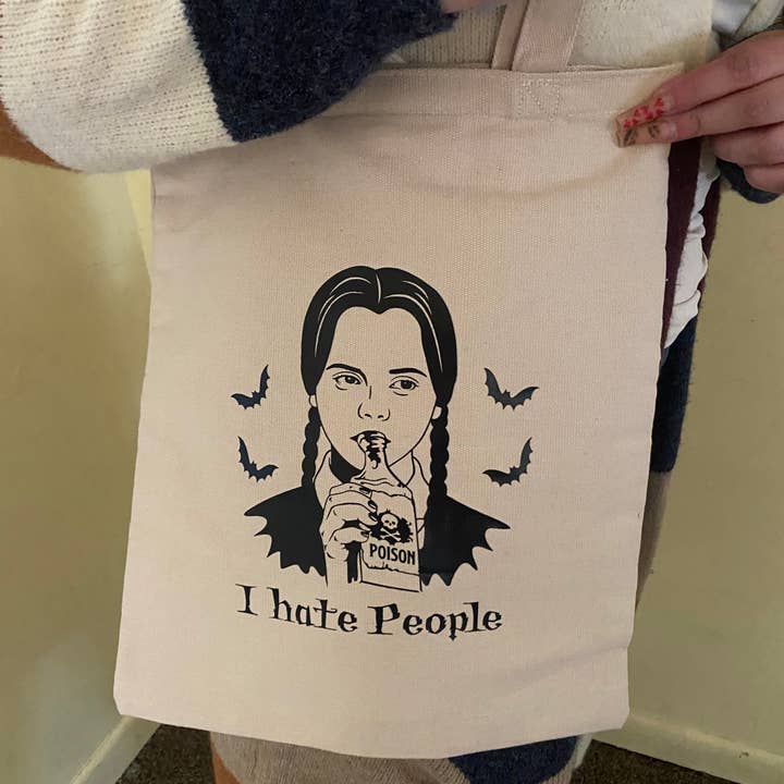 Creations by LMH - Wholesale Tote Bag - Women's - I Hate People Canvas, Wednesday Addams Tote Bag