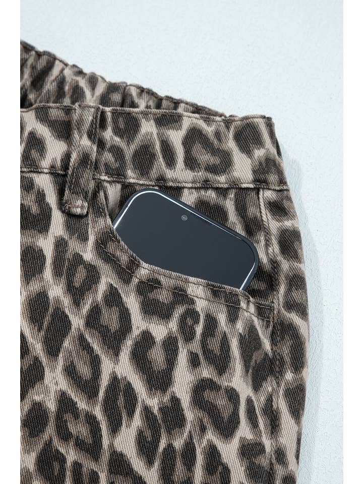Yellow Western Apparel Leopard Straight Loose Leg Jeans for wholesale on Faire3