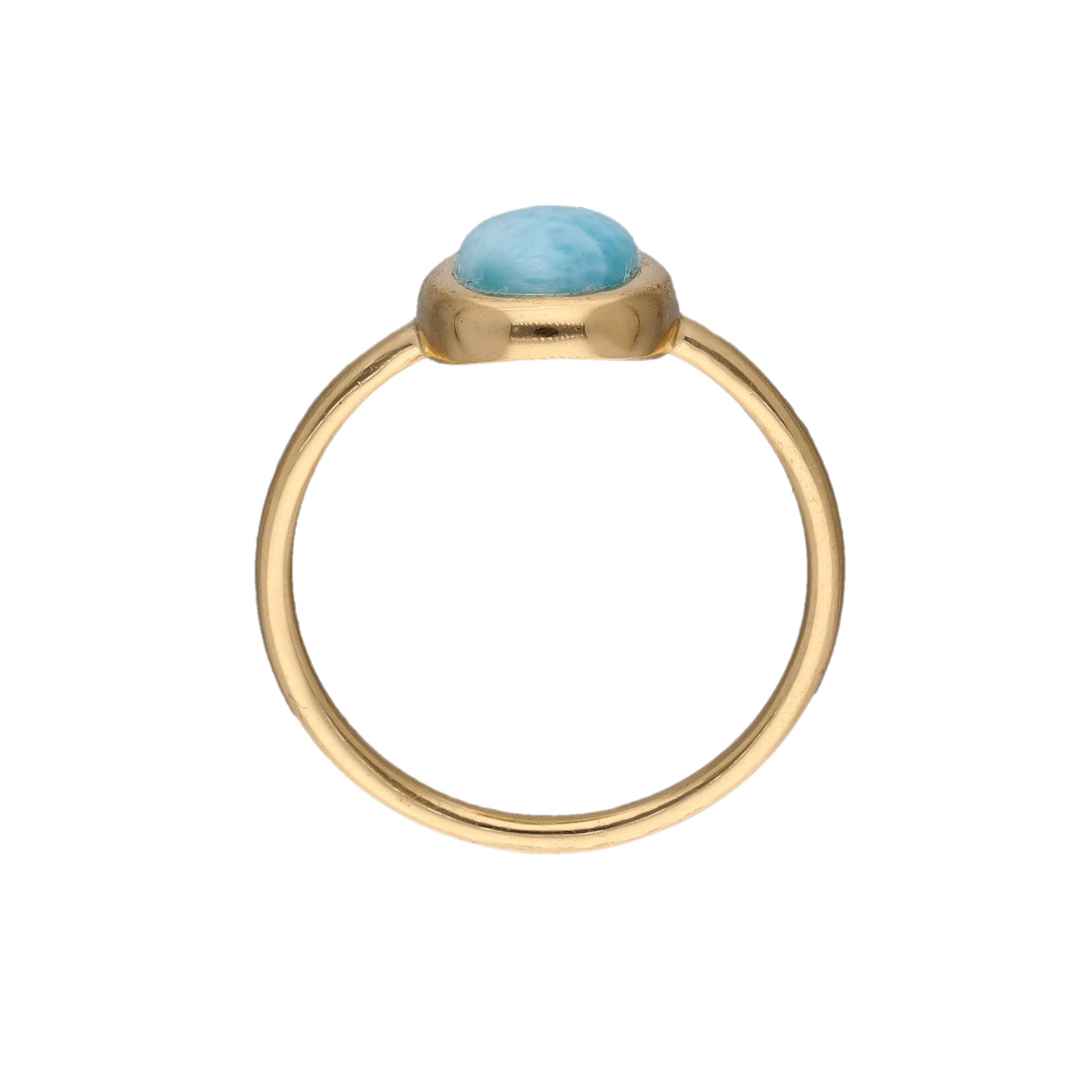Tiramisu - Wholesale Single Stone/Solitaire Ring - Gold Plated Over Silver Larimar Solitaire Rings3