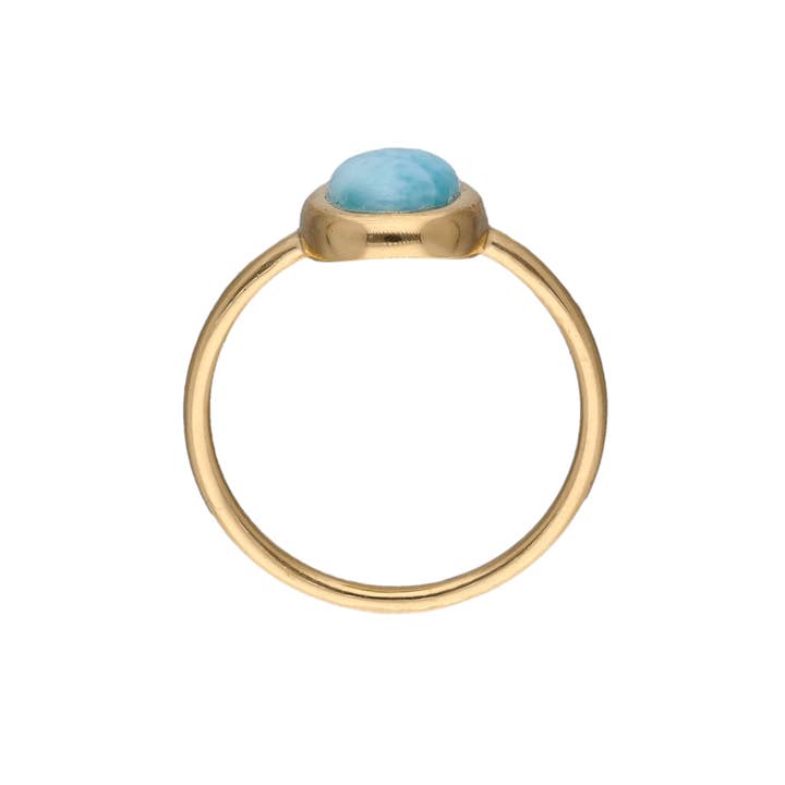 Tiramisu - Wholesale Single Stone/Solitaire Ring - Gold Plated Over Silver Larimar Solitaire Rings3