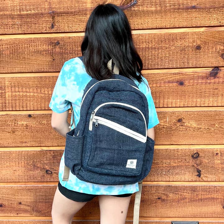 PuzzleStack – wholesale Backpack – Women's – Blue Kumari Pure Hemp Backpack2
