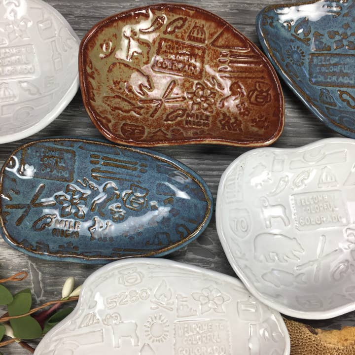 Colorado Dishes, assorted freeform shapes for wholesale by Spinning Star Studio