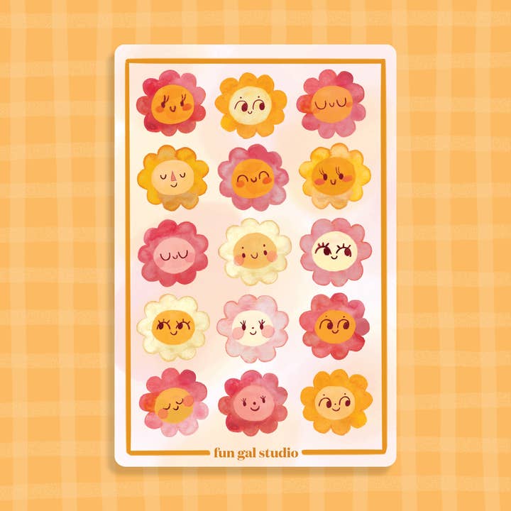 Blije Bloemen - Stickervel voor wholesale door Fun Gal Studio