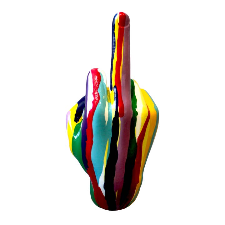 Interior Illusions Plus - Wholesale Sculpture - Graffiti Middle Finger hand Wall Mounted Sculpture - 9" tall