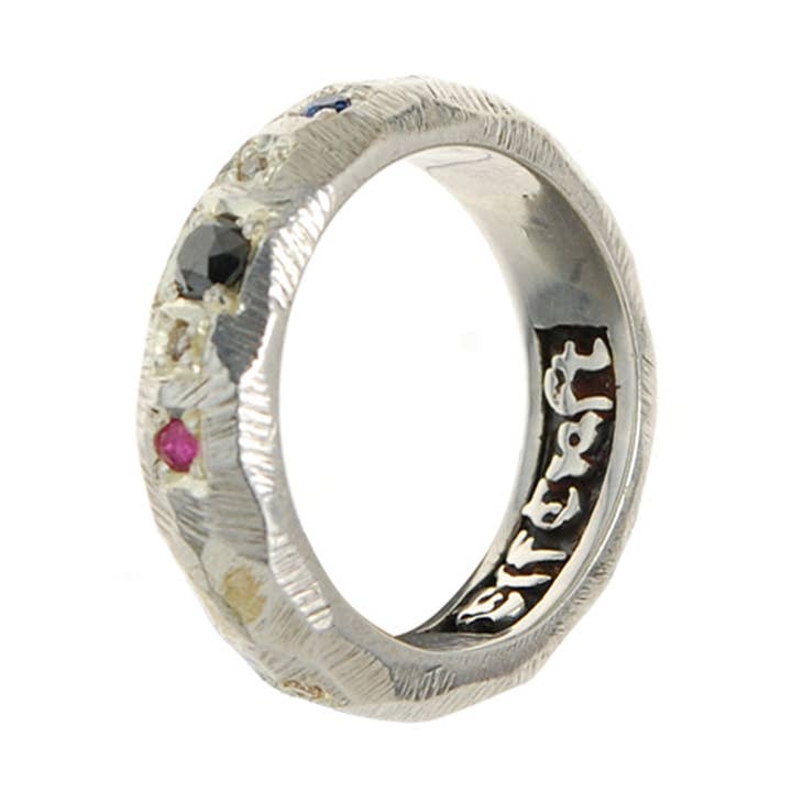 Zilveren ring met gefacetteerde zon en planeten voor wholesale door ElfCraft