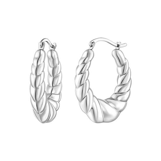 1" Wide Scallop Oval Hoops in Silver for wholesale by Almond Tree