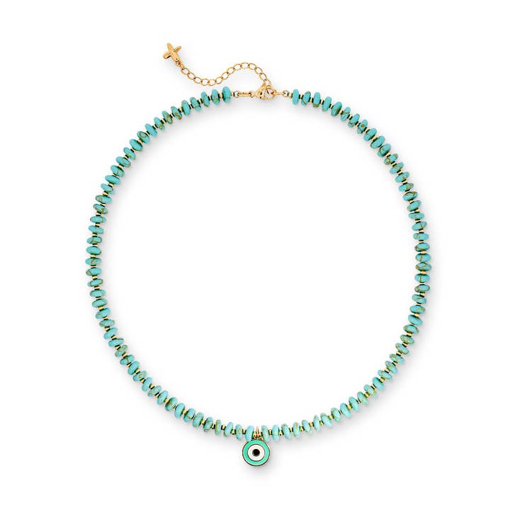 Blue Natural Stone Beaded Charm Necklace for wholesale by XUXA