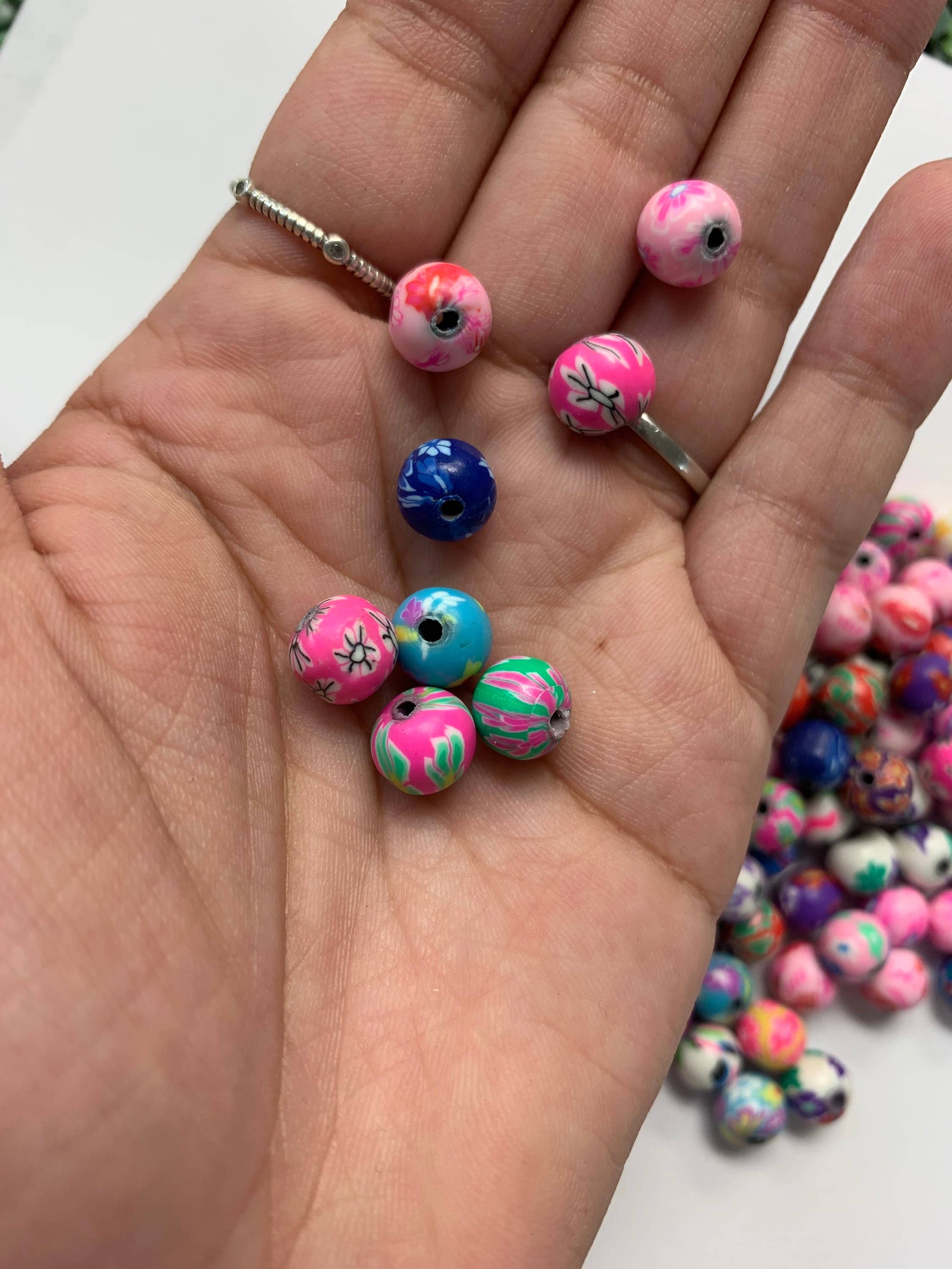 The Bead Bazaar - Wholesale Beads - 100 Bright Flower Beads, 90's Boho Accent Flower Beads, Colo6