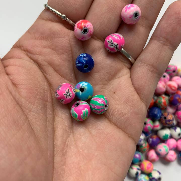 The Bead Bazaar - Wholesale Beads - 100 Bright Flower Beads, 90's Boho Accent Flower Beads, Colo6