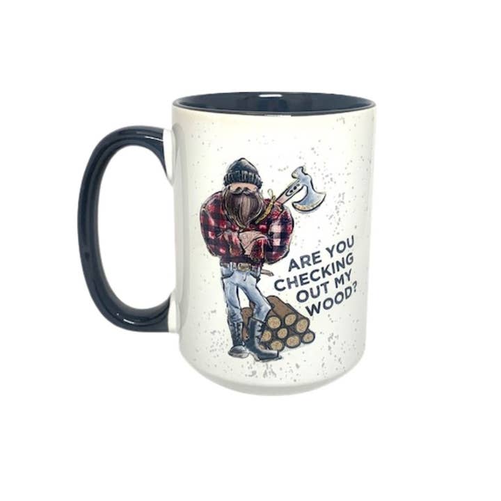 Days with Gray - Wholesale Coffee Mug - 15oz Ceramic Mug - Checking Out My Wood