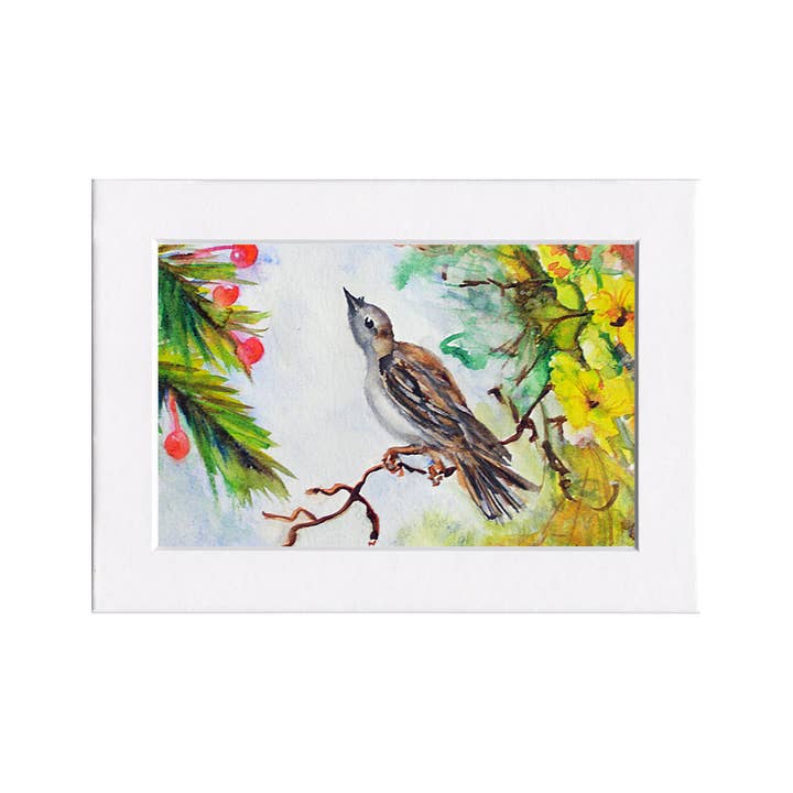 Fine Art For Small Spaces - Wholesale Art Print - Autumn Sparrow Bird Nature Art Mini Print