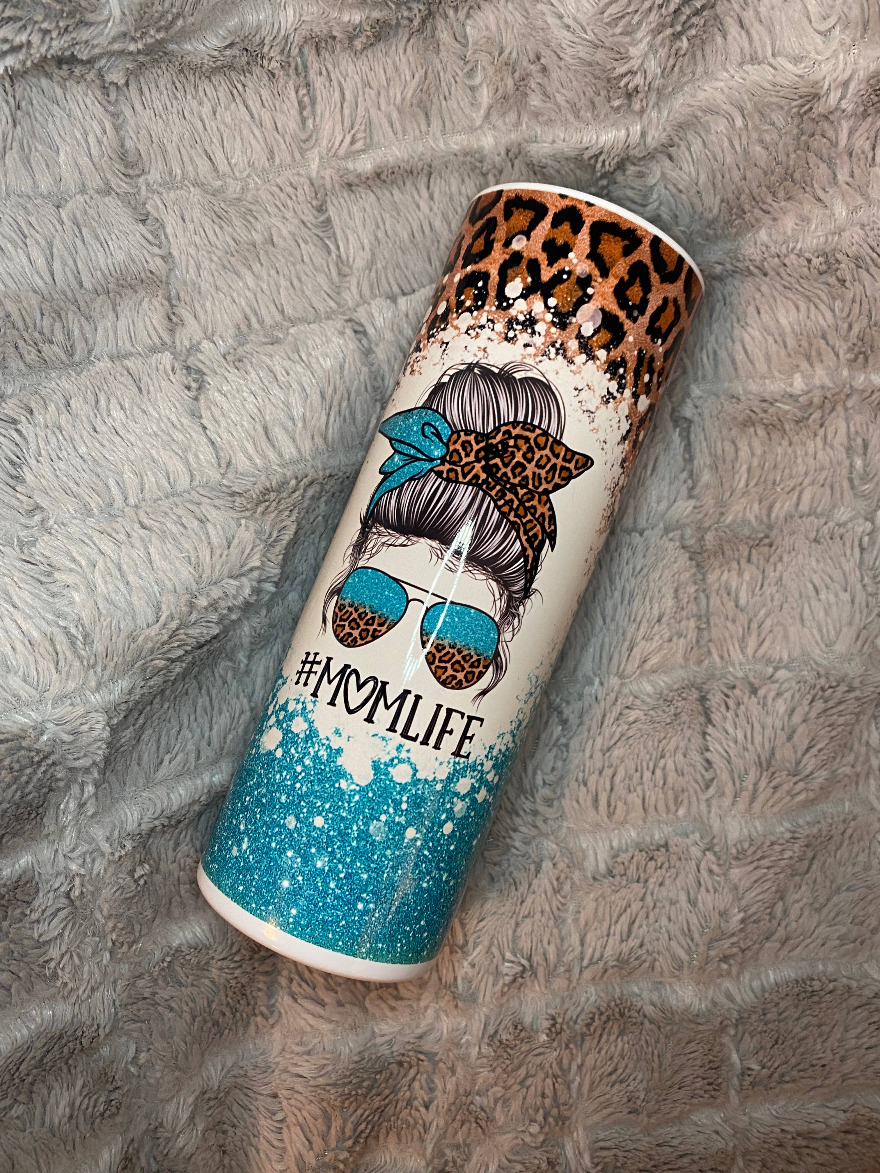 Drifting Dogwood Designs - Wholesale Insulated Mug/Tumbler - Turquoise and Leopard Mom Life Tumbler1