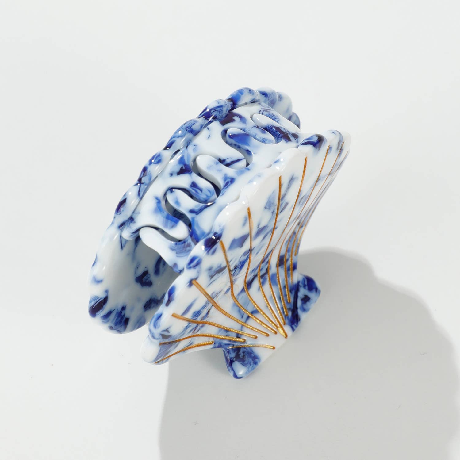 Adorro - Wholesale Hair Clip - Women's - Coastal Blue Seashell | Gold Painted Seashell Claw Clip3