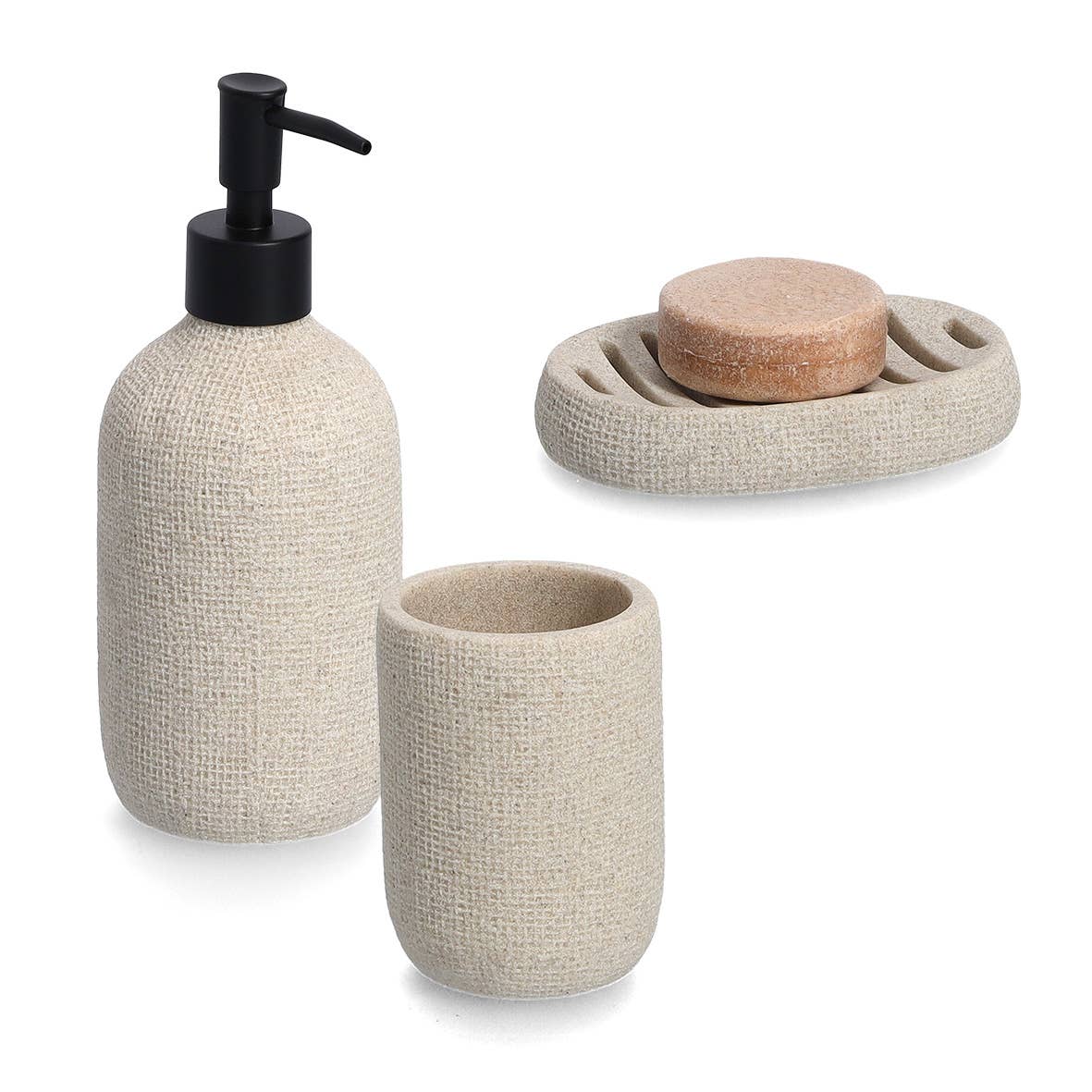 Zeller Present - Vendita all'ingrosso Portasaponi da bagno - Portasapone « Natural » in poliresina beige2