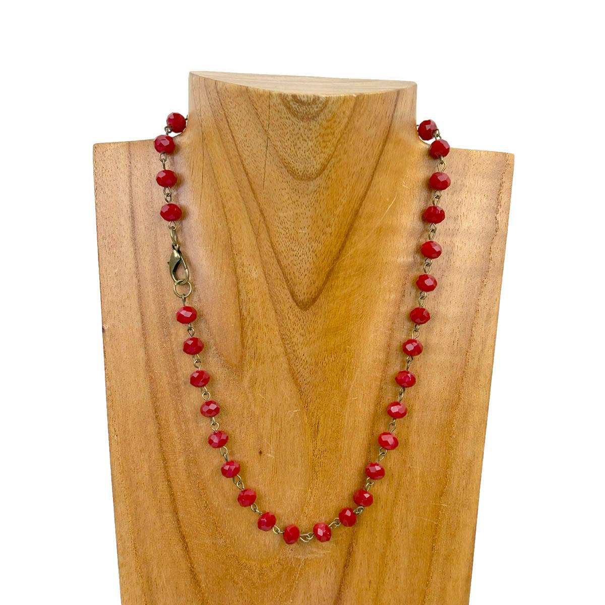 Western Elite Jewelry - Wholesale Beaded/Pearl Necklace - NKZ231116-41                17 Inches copper metal chain with green face cut crystal beads Necklace5