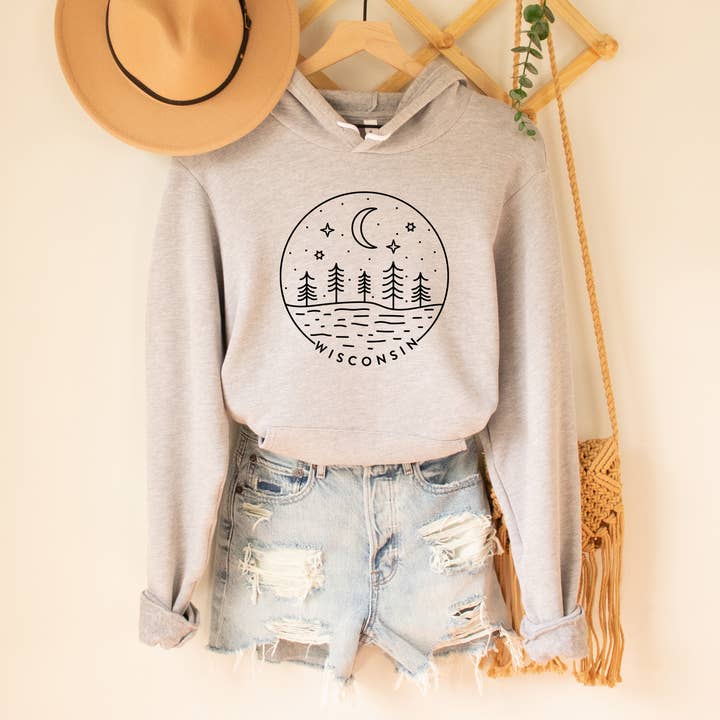 Wisconsin Night Sweatshirt, Women's Hooded Sweatshirt for wholesale by Autumn Rose Co.