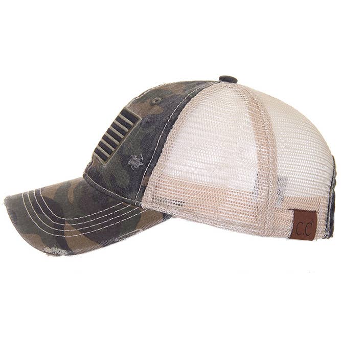 Hana - Wholesale Honkbalpet - Dames - C.C camouflage met vlag baseballpet3