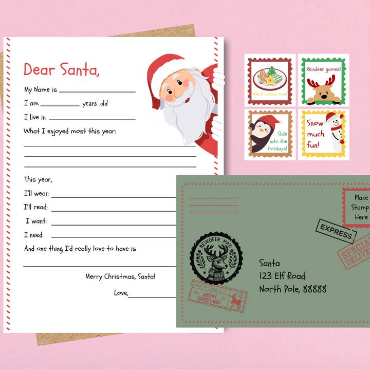 Kit de Carta ao Pai Natal por atacado de Golden Pineapple Inspirations