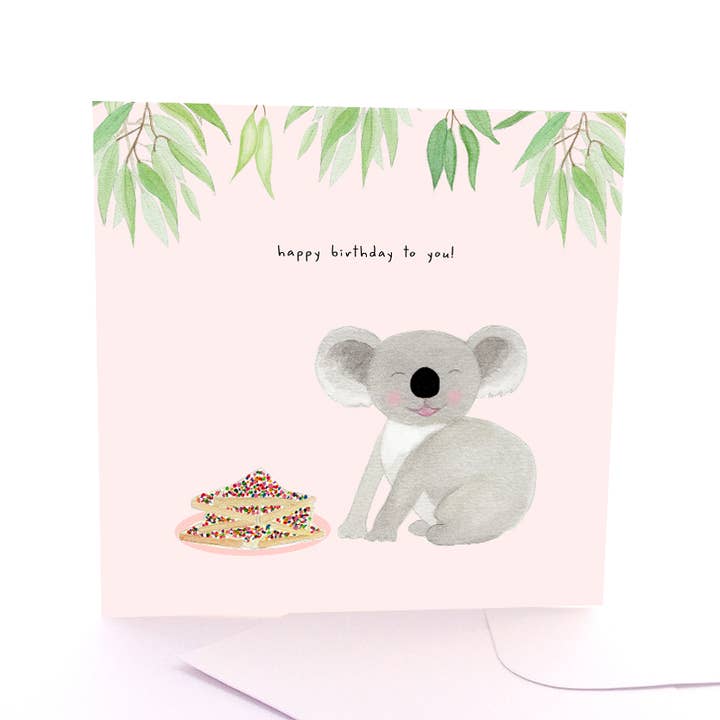 Fairy Bread Koala - Square Greeting Card for wholesale by Pleasant Tree