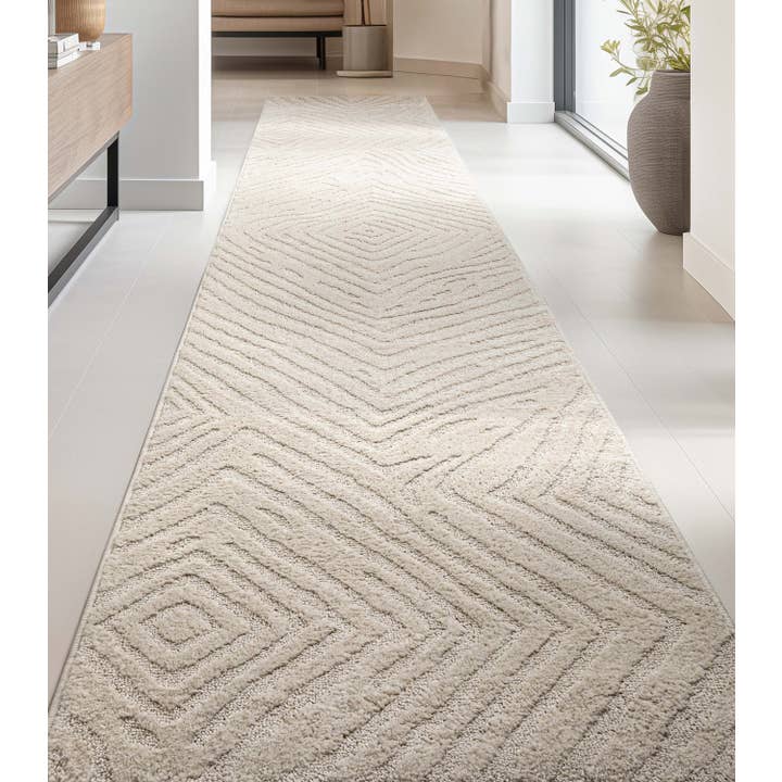 Custom Size Runner Relajo Modern Solid Ivory Choose Length for wholesale by Well Woven