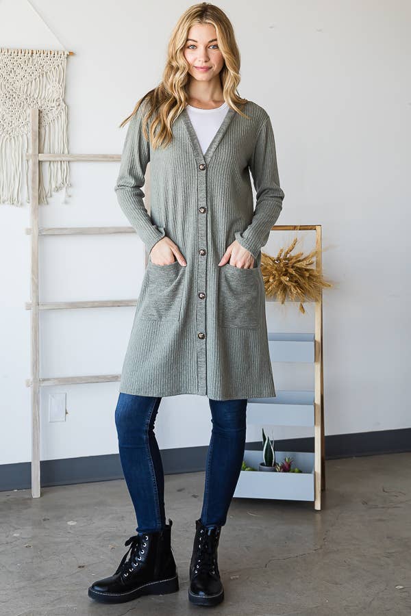 Pink Irene Wholesale - Vendita all'ingrosso Cardigan - Donna - CARDIGAN A COSTE TINTA UNITA CON TASCA A TINTA UNITA13