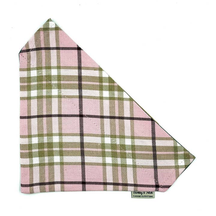 Pale Pink Tartan Dog Bandana for wholesale by Barkley and Fetch