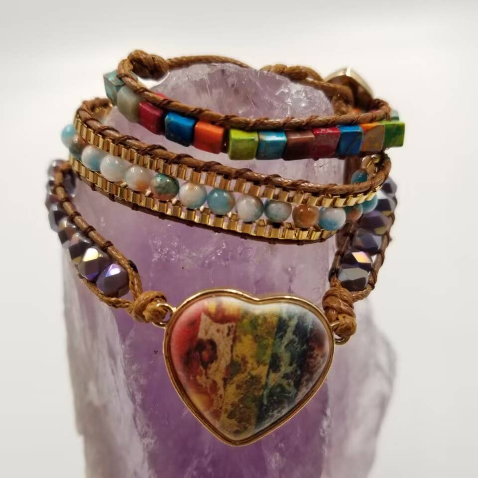 magnolia jewelry - Vendita all'ingrosso Bracciale con perline - Bracciale avvolgente a cuore in pietra semi preziosa3