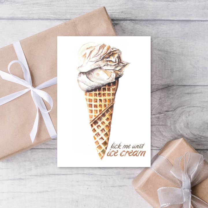 Sexy "Lick me until Ice cream anniversary love folded card (Copy) for wholesale by Art Reflects Light