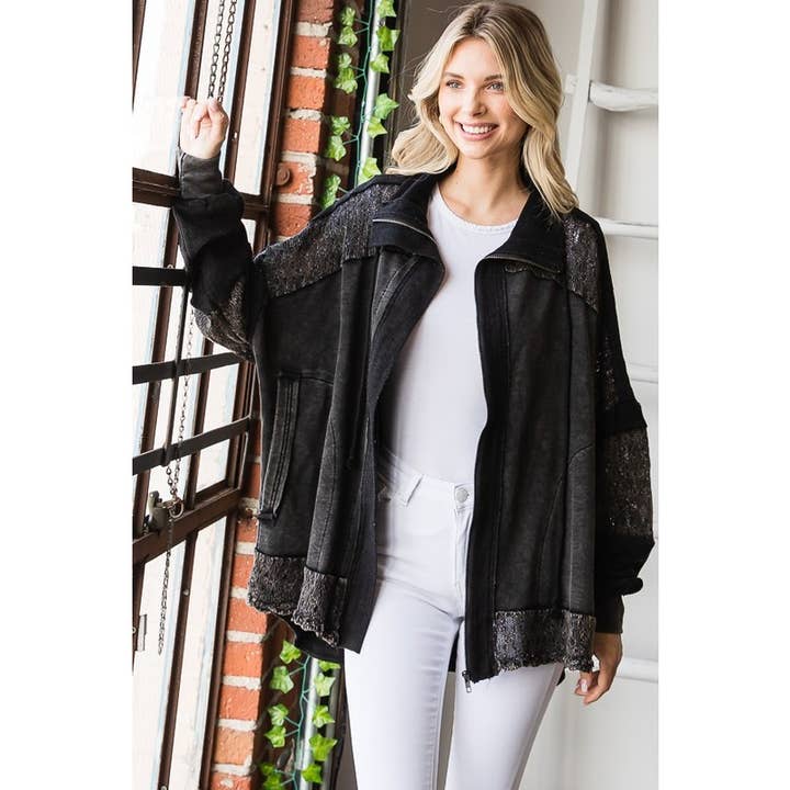 Oli&Hali - Wholesale Jacket - Women's - WASHED MIX MEDIA CROCHET LACE FRENCH TERRY JACKET13