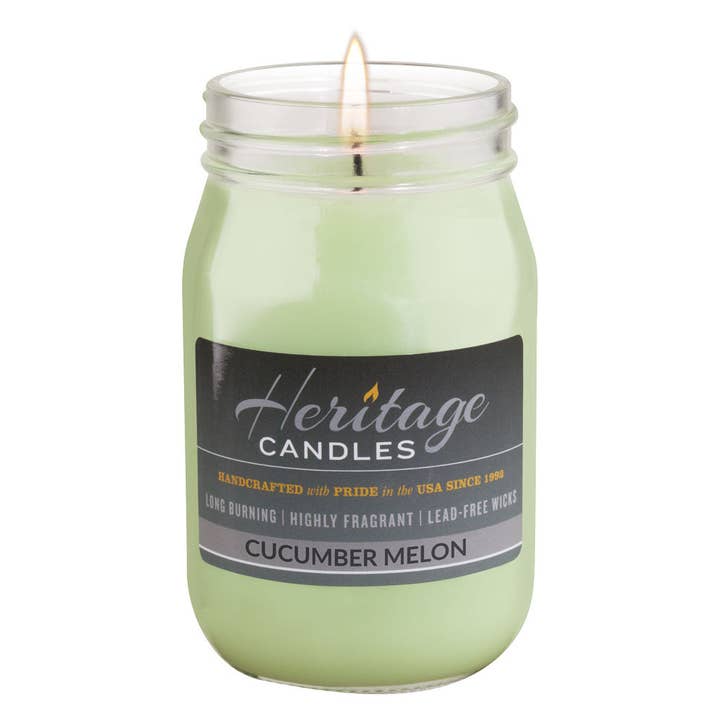 16-oz Canning Jar Candle - Cucumber Melon for wholesale by Heritage Candles