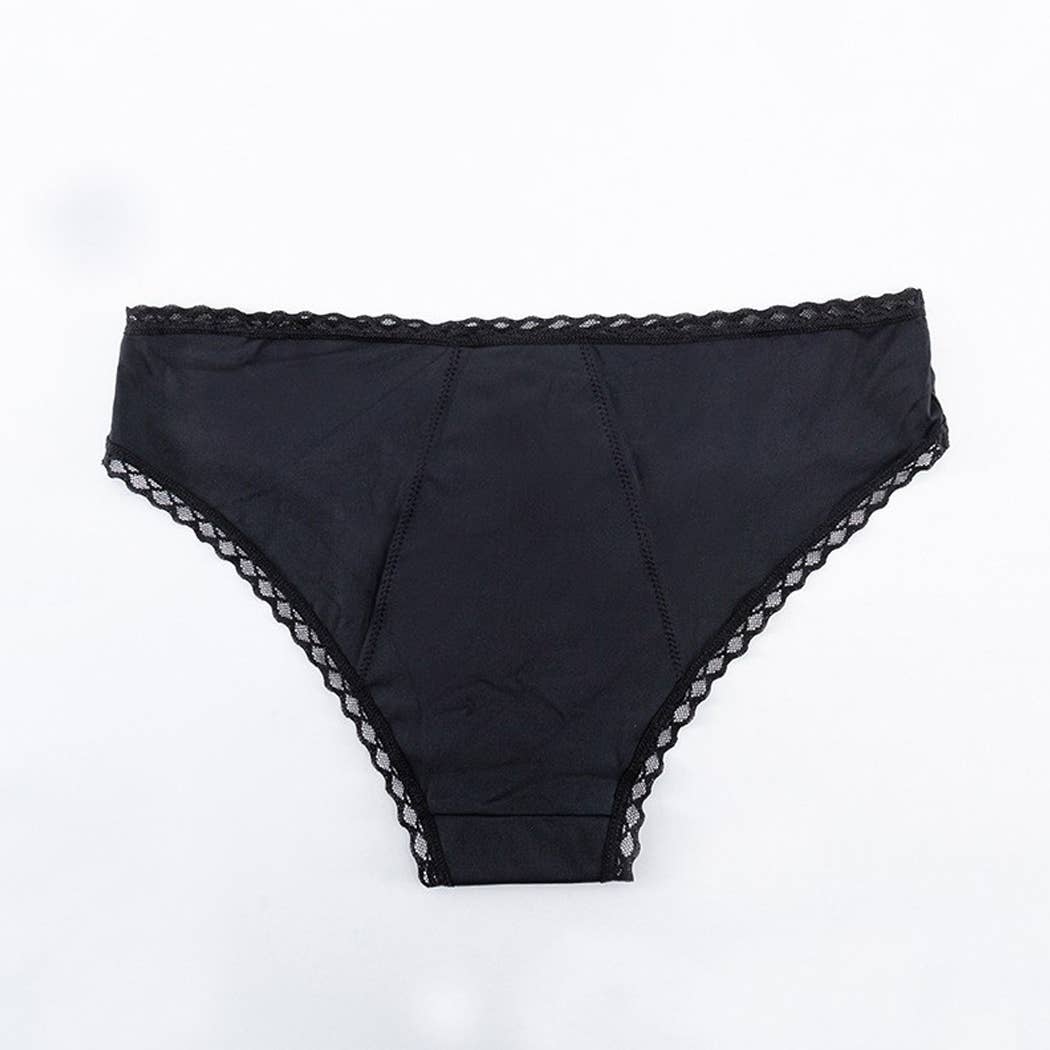 Black Scalloped Lace Trim Briefs Super Absorbency for wholesale on Faire5